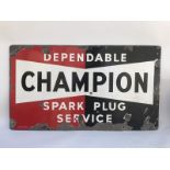 A Dependable Champion Spark Plugs Service rectangular single sided enamel sign, dated 1951, 23 x