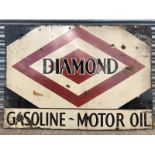An unusual Diamond Gasoline - Motor Oil double sided rectangular enamel sign, 51 1/2 x 36".