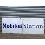 A Mobiloil Station two piece enamel sign, 80 x 30" overall.