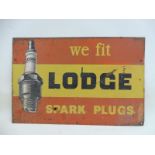 A Lodge Spark Plugs part pictorial tin advertising sign, 18 x 11 3/4".