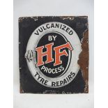 A Harvey Frost Vulcanised Tyre Repairs rectangular enamel sign by Patent Enamel, 18 x 20".