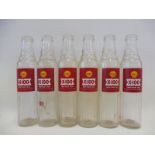 Six Shell X-100 Motor Oil glass oil bottles with good labels.