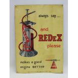 A Redex pictorial tin advertising sign by The Metal Box Company, 17 1/2 x 25".