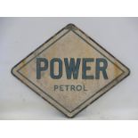 A Power Petrol lozenge shaped double sided aluminium advertising sign as fitted to forecourt stands,