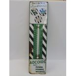 A Duckham's Adcoids black and white enamel thermometer, lacking tube, 11 x 45".