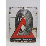 An Avon Tyres pictorial partial enamel sign, trimmed to lower edge, 20 x 26 1/2".