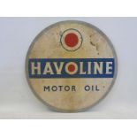A Havoline Motor Oils circular double sided aluminium advertising sign, 32" diameter.