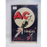 An AC Spark Plugs part pictorial French tin advertising sign, 13 1/2 x 19 1/2".