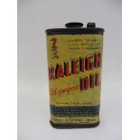 A Raleigh Oil triangular can.