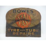 A Bowes Seal Fast Tyre and Tube Repairs pictorial shaped tin advertising sign for use as a