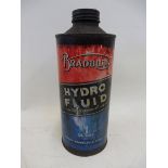 A Bradbury Hydro Fluid cylindrical quart can.