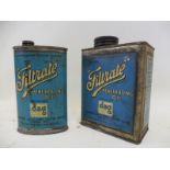 A Filtrate Penetrating Oil one pint oil can and a Filtrate oval can.