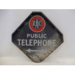 An RAC Public Telephone lozenge shaped double sided enamel sign by Franco, 26 x 26 1/2".