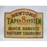 A rare Newtons Taper System Quick Service Battery Charging double sided enamel sign, 16 x 12".