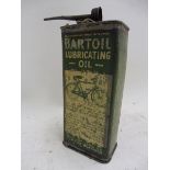 A Bartoil Lubricating Oil rectangular tin with an image of a bicycle to both sides, manufactured