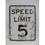 A Speed Limit 5mph rectangular aluminium sign, 18 x 24".