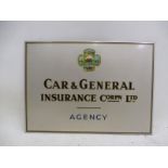 A Car and General Insurance Corporation Limited Agency showcard, in excellent condition, 12 1/2 x