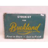 A Buckland Batteries rectangular enamel sign, 28 1/2 x 18 1/2".