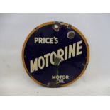 A Price's Motorine Motor Oil circular enamel sign, 14" diameter.