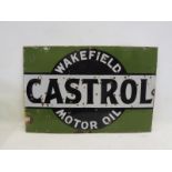 A Wakefield Castrol Motor Oil rectangular enamel sign, 30 x 20".