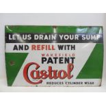 A Wakefield Castrol 'Let us drain your sump' rectangular enamel sign, 47 1/2 x 30 1/2".
