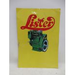 A Lister pictorial tin advertising sign made by Hancock Corfield and Waller Limited, 19 x 27".