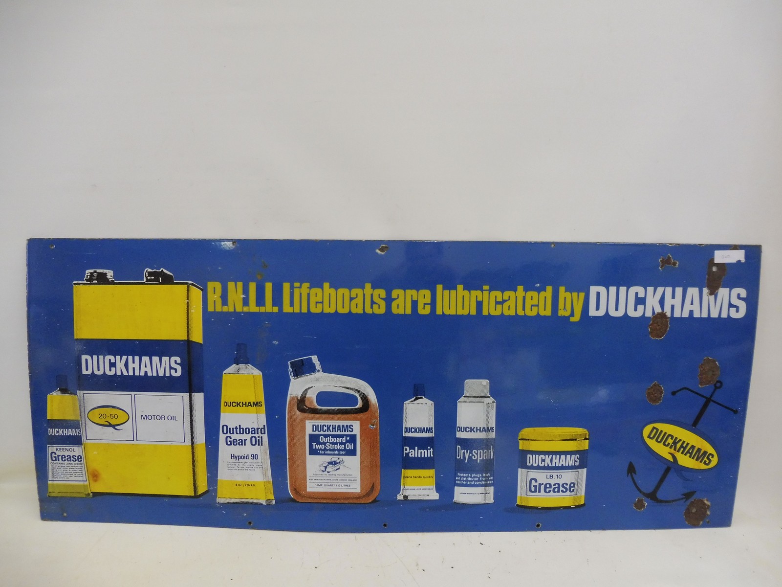 A Duckhams RNLI Lifeboats pictorial rectangular enamel sign, 54 x 22".
