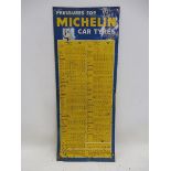 A Michelin Car Tyres tin pressure chart, 11 3/4 x 29 1/2".