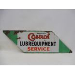 A Wakefield Castrol Lubrequipment Service shaped double sided enamel sign, 50 x 15".