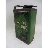 An unusual CWS Bacon Machine Oil rectangular can.