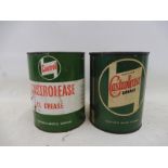 A Wakefield Castrolease 7lb grease tin and a later version circa 1950s.