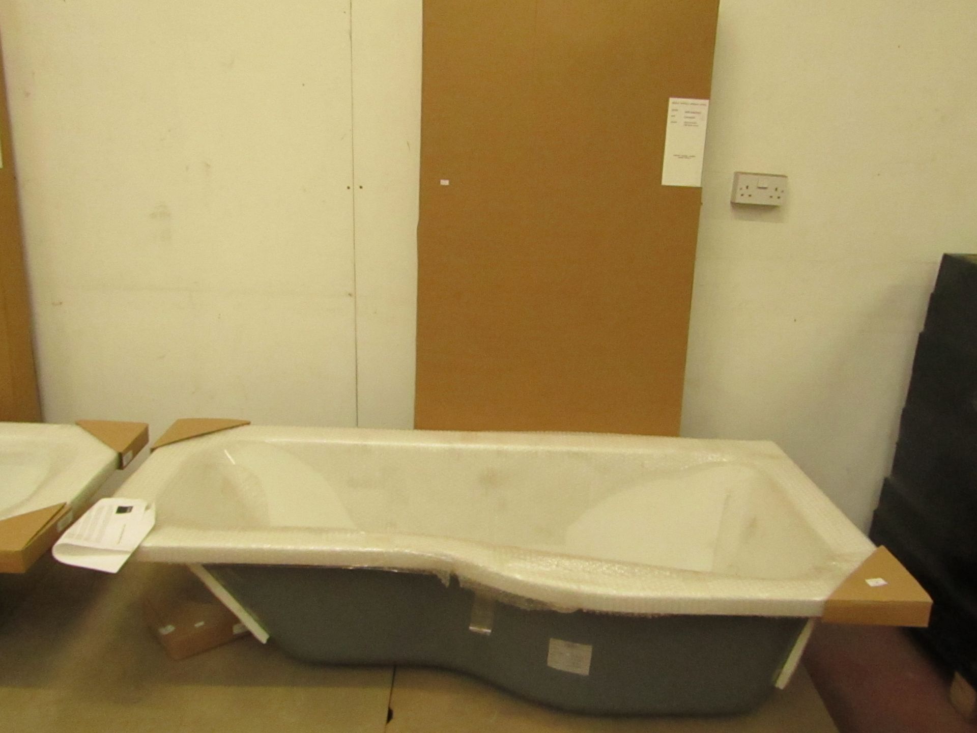 Dovcor Oena 0TH P-shaped Right Hand Bath, 1700 x 700/850mm, with feet pack. New in packaging, - Image 3 of 3