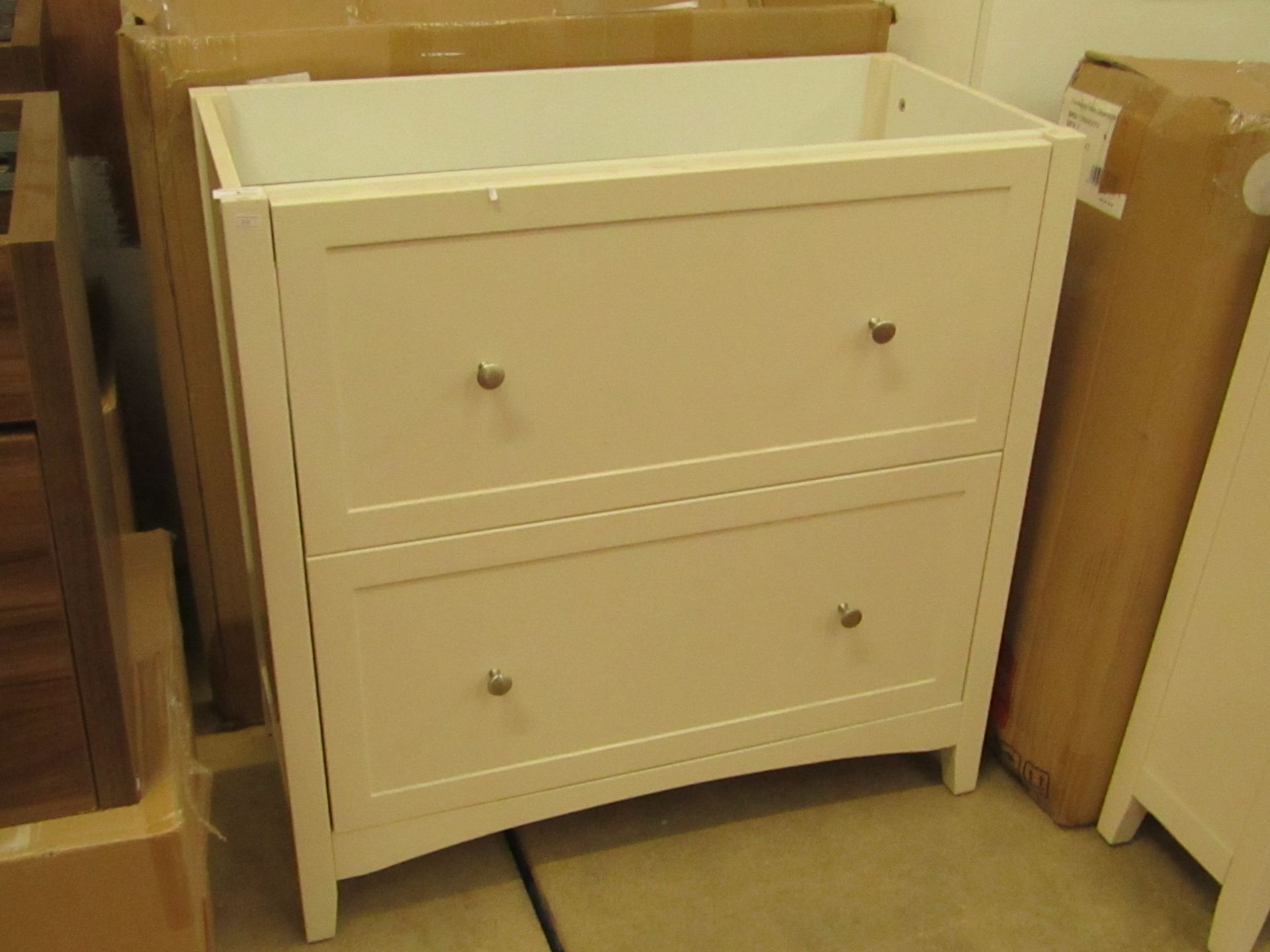 The Bath Co. Camberley satin ivory floor drawer unit 800mm. Boxed (box is damaged).