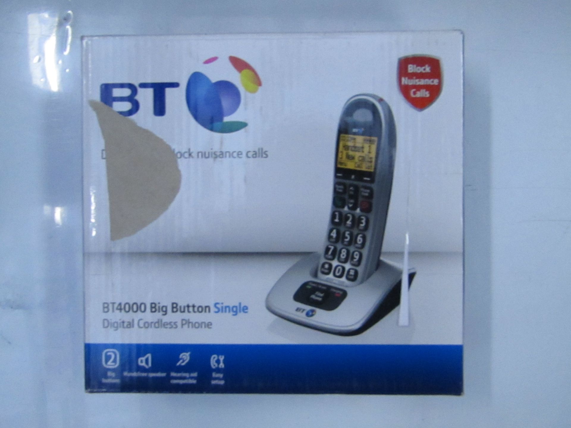 BT4000 Big Button Cordless Digital telephone with call Blocker, Boxed and Complete but unchecked