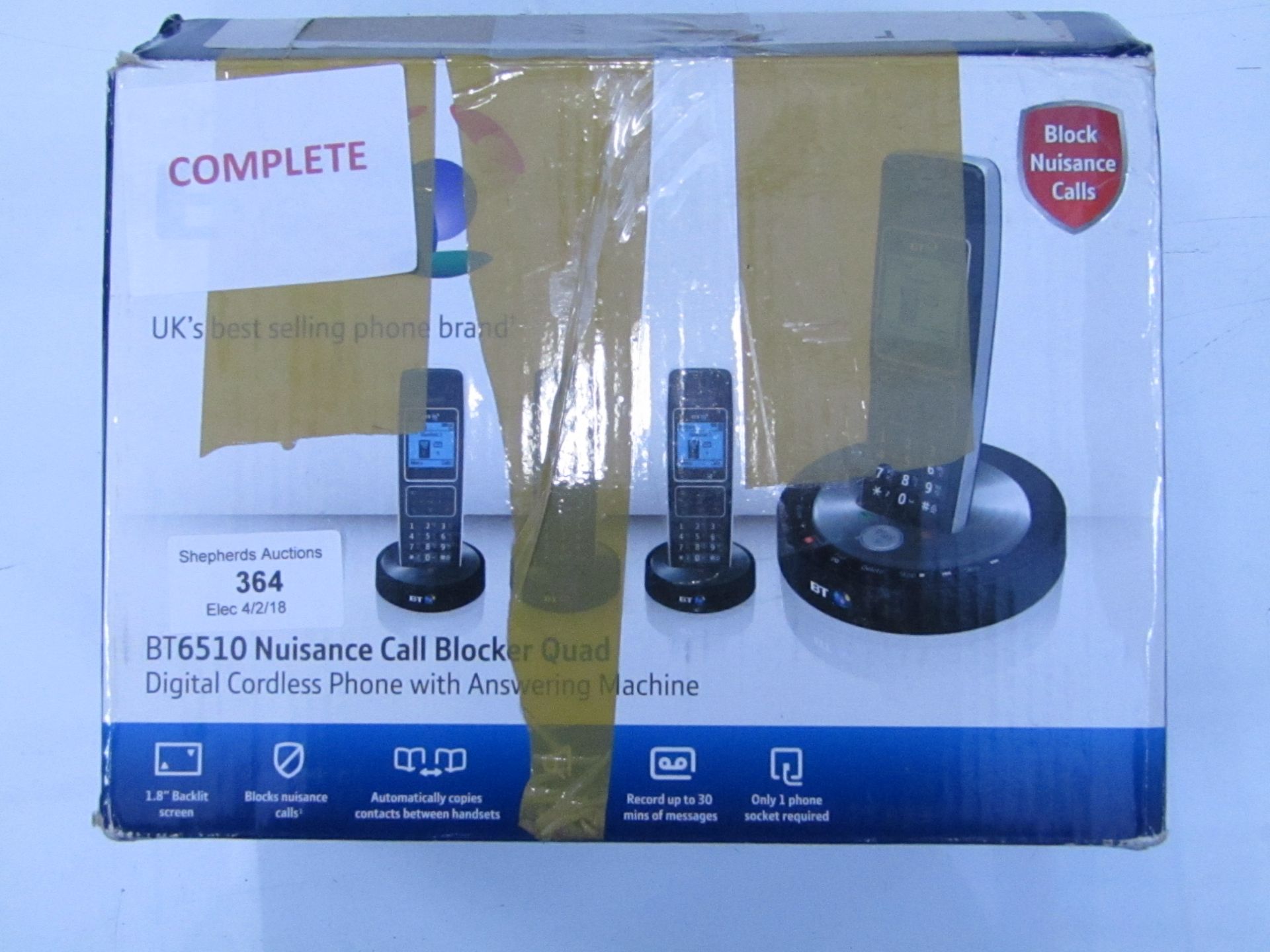 BT65100 quad set of Cordless Digital telephones with call blocker, Boxed and Complete but unchecked