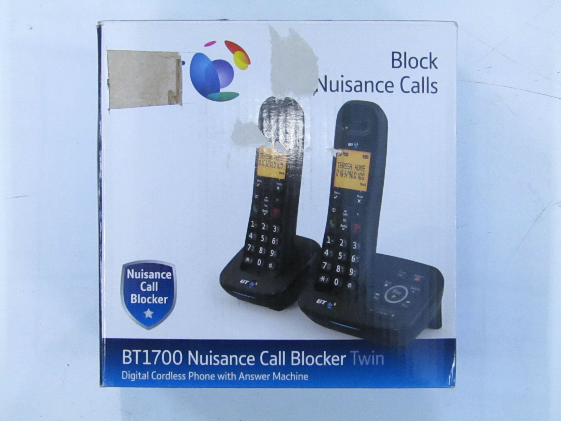 BT1700 twin set of Cordless Digital telephone with call blocker, Boxed and Complete but unchecked