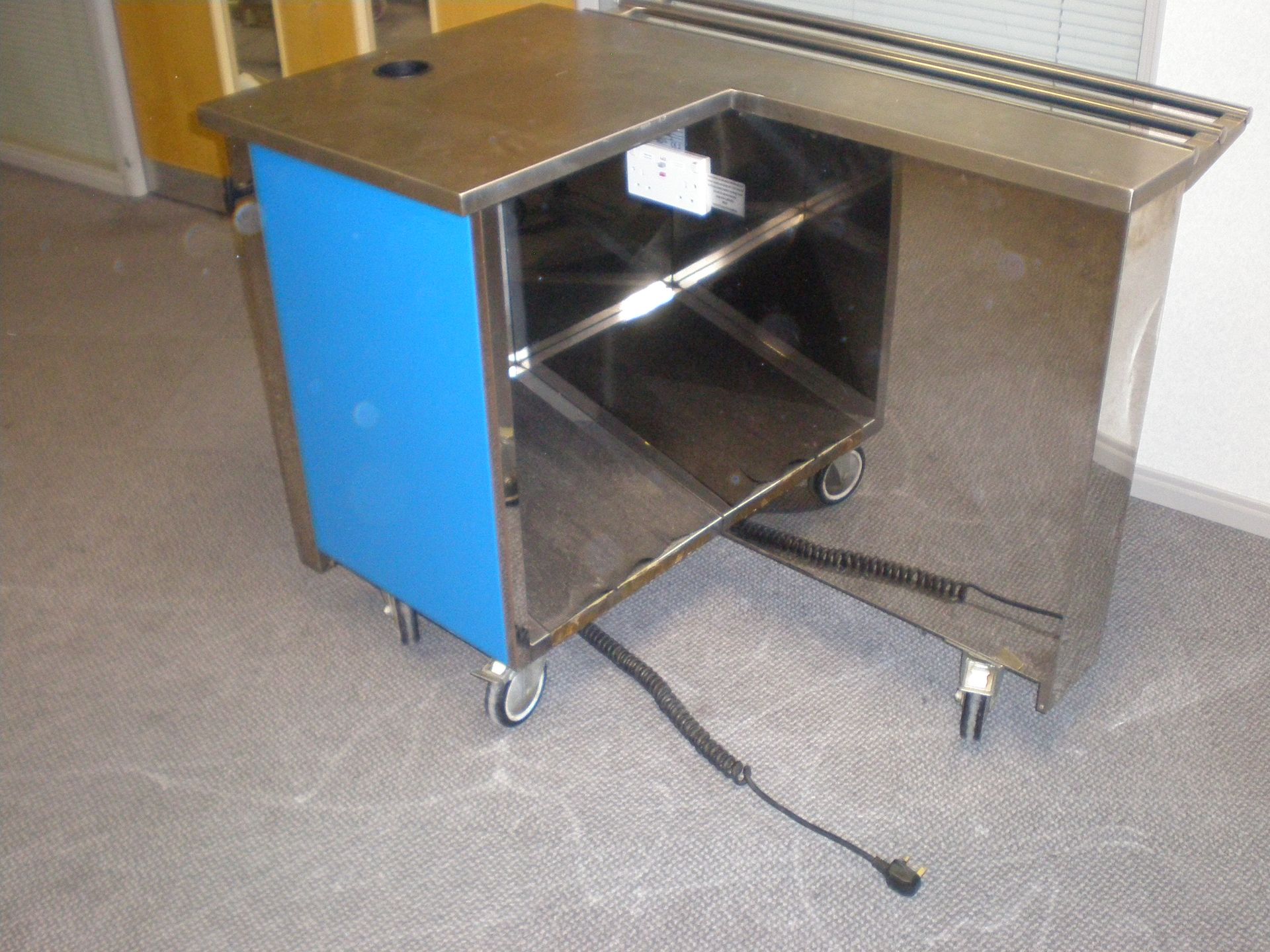 Canteen Stainless Steel Trolly Pay Station For Till, On Wheels, Collapsable Shelf For Trays, 2 - Image 10 of 12