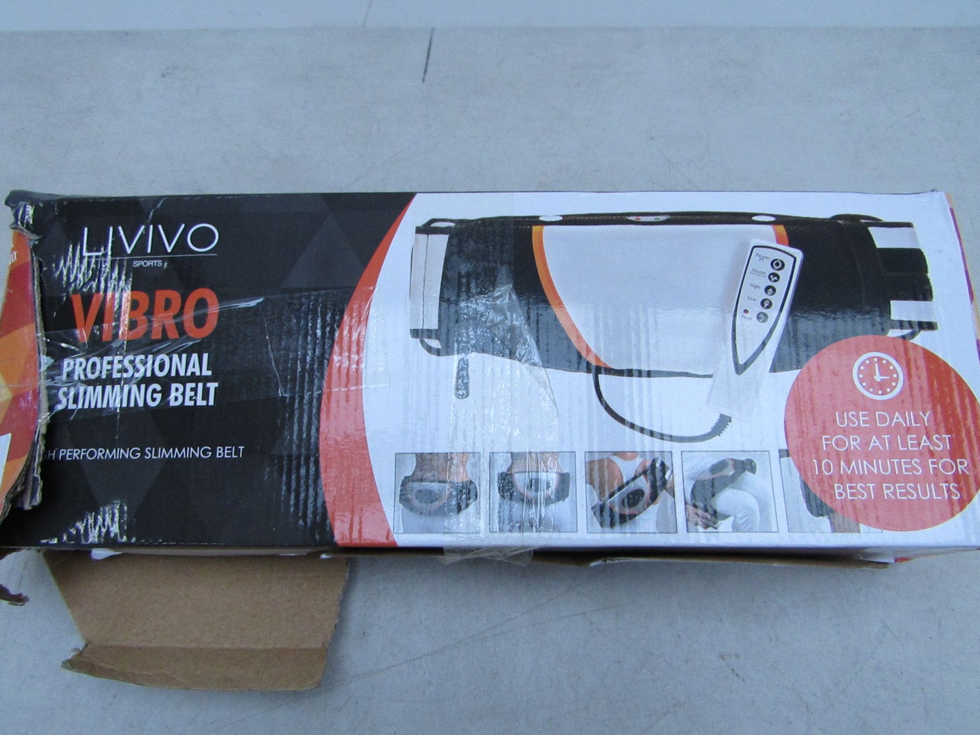 Livivo vibro slimming belt, in damaged box.