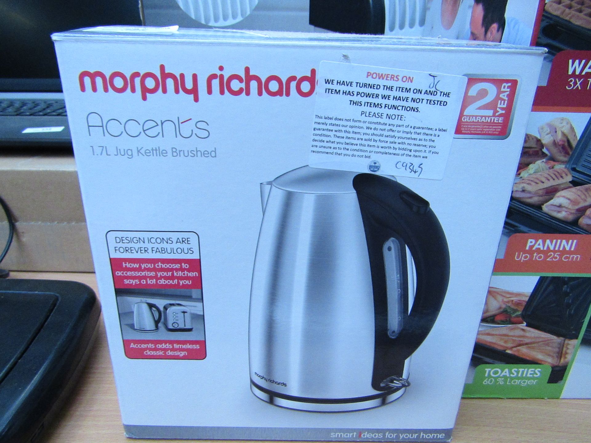 Morphy Richards accents 1.7L jug kettle brushed. Tested working & boxed.