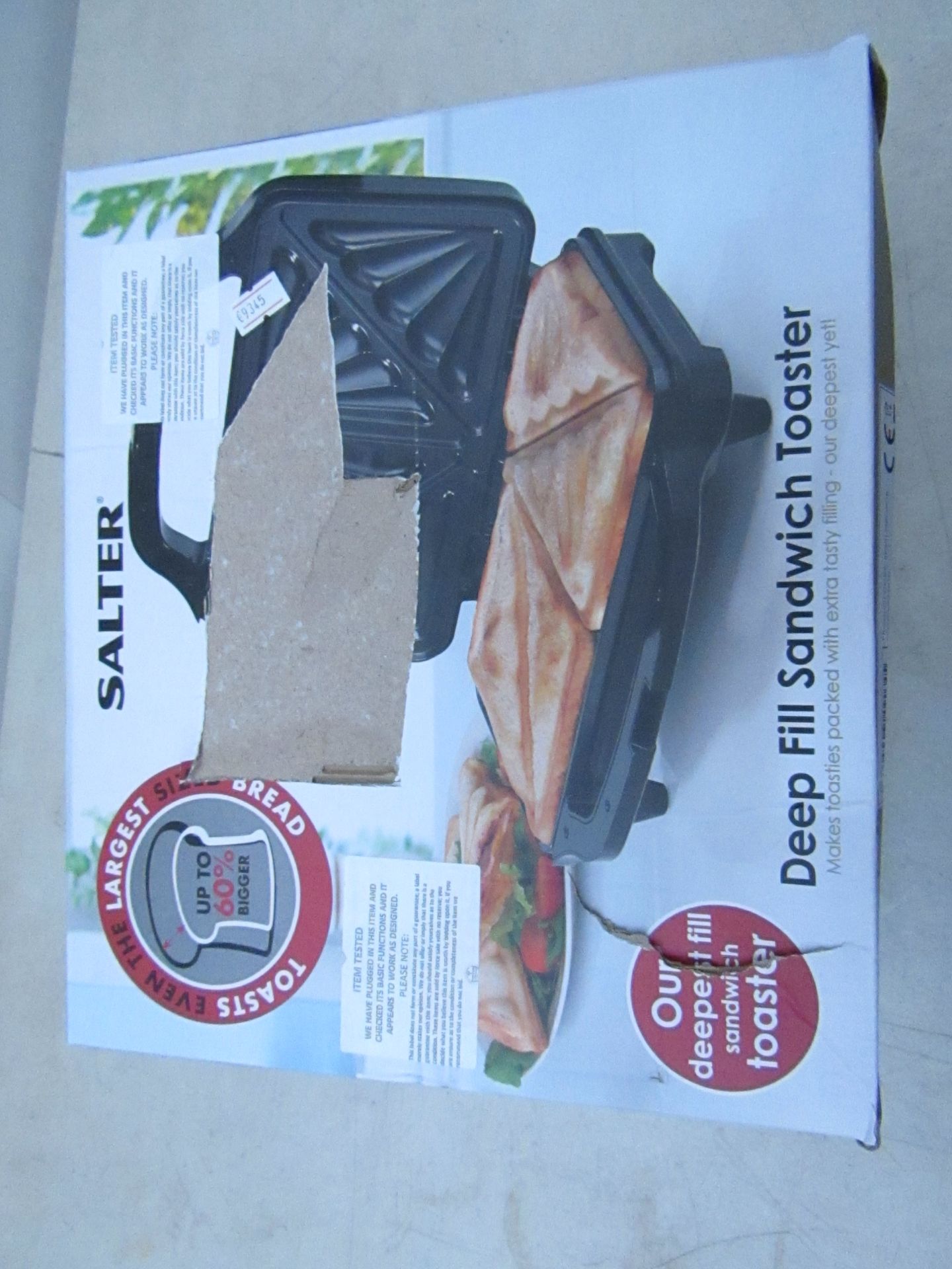 Salter deep fill sandwich toaster. Tested working & boxed.