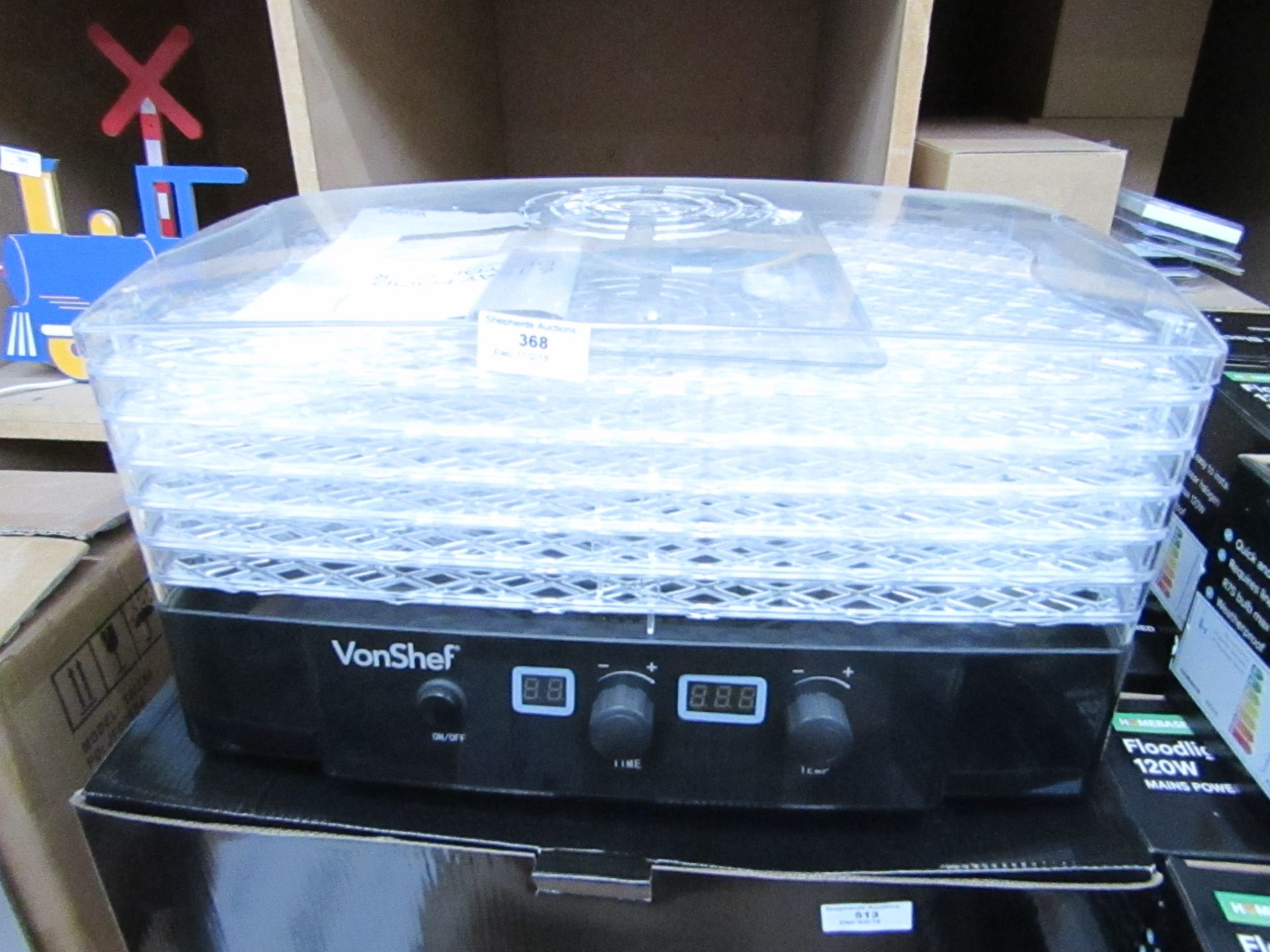 6 Tray food dehydrator. Boxed. Please note by Bidding on this item you agree to the following