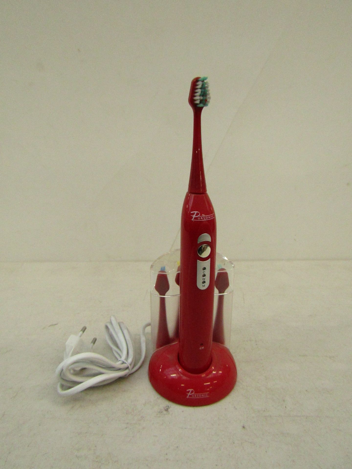 Pursonic Pro Series rechargeable sonic red coloured toothbrush including 3 years worth of brush