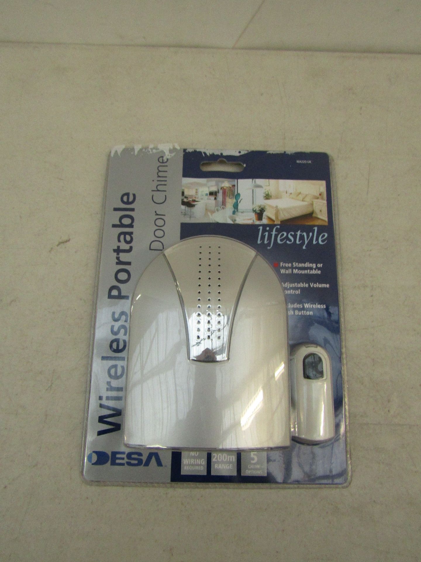 Desa wireless portable door chime, new and packaged.