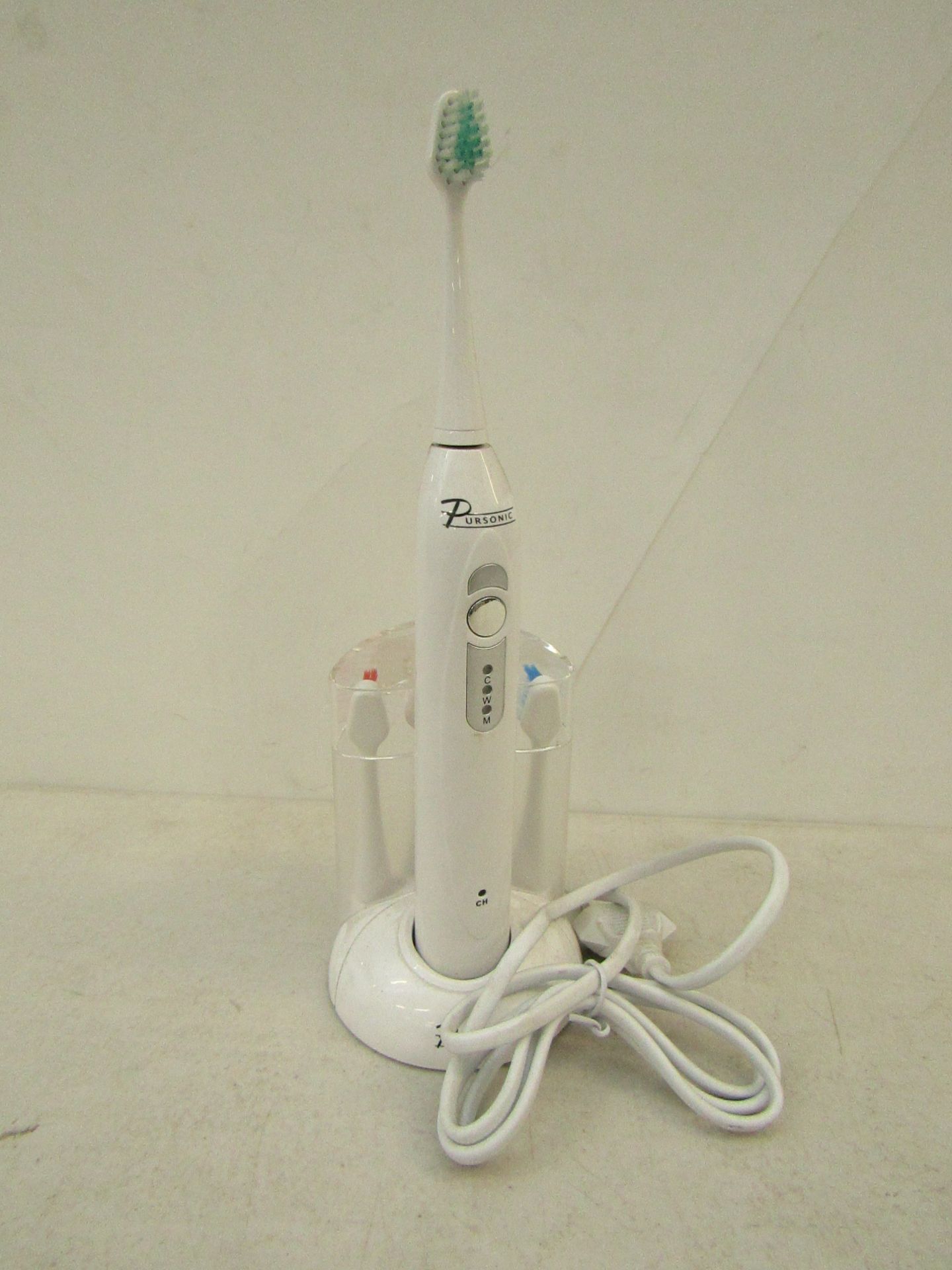 Pursonic Pro Series rechargeable sonic white coloured toothbrush including 3 years worth of brush