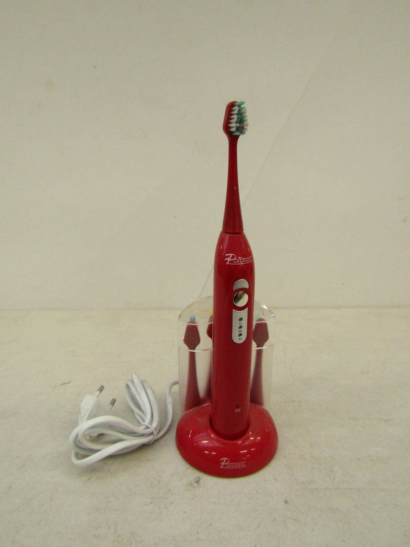 Pursonic Pro Series rechargeable sonic red coloured toothbrush including 3 years worth of brush