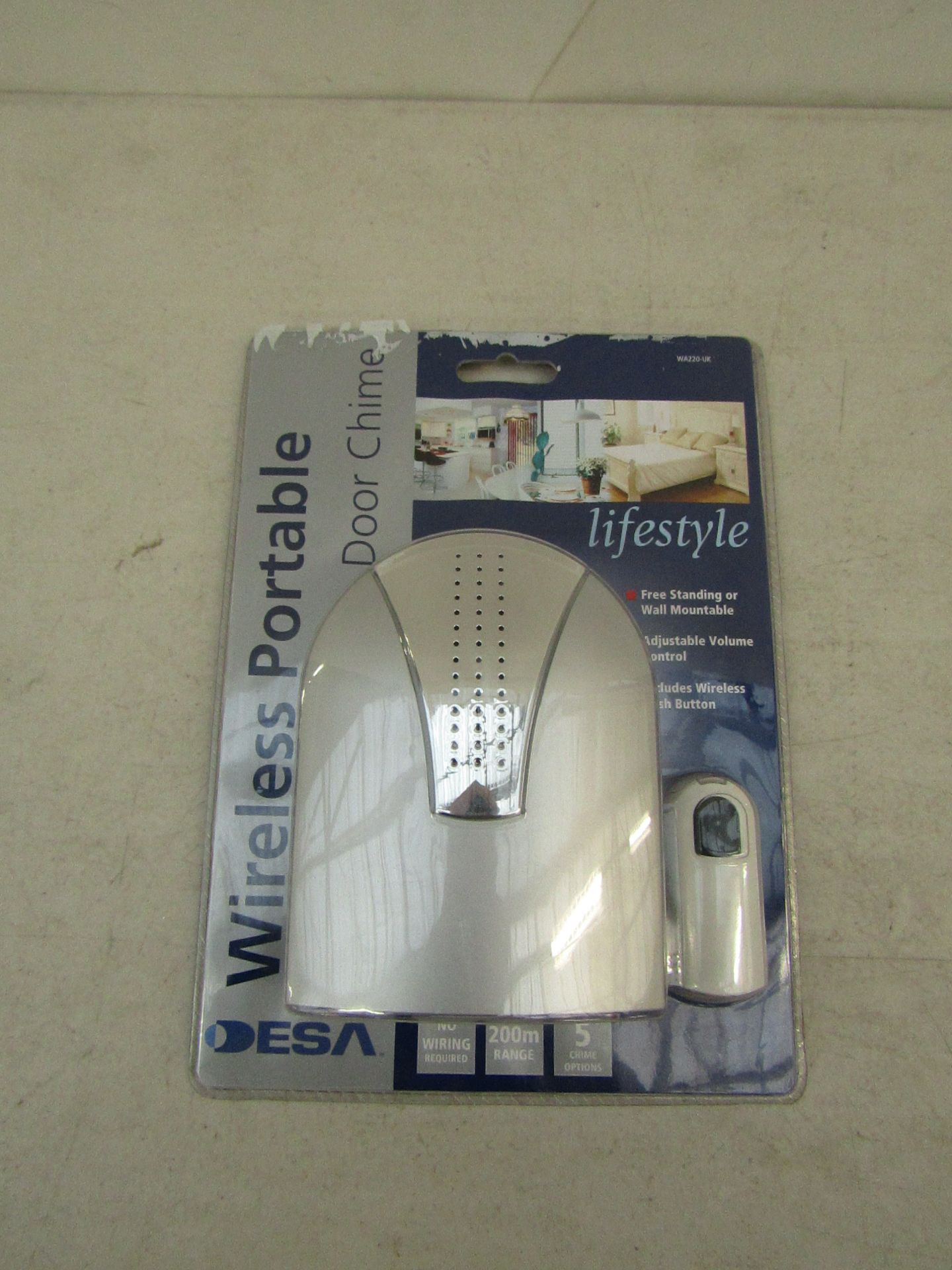 Desa wireless portable door chime, new and packaged.