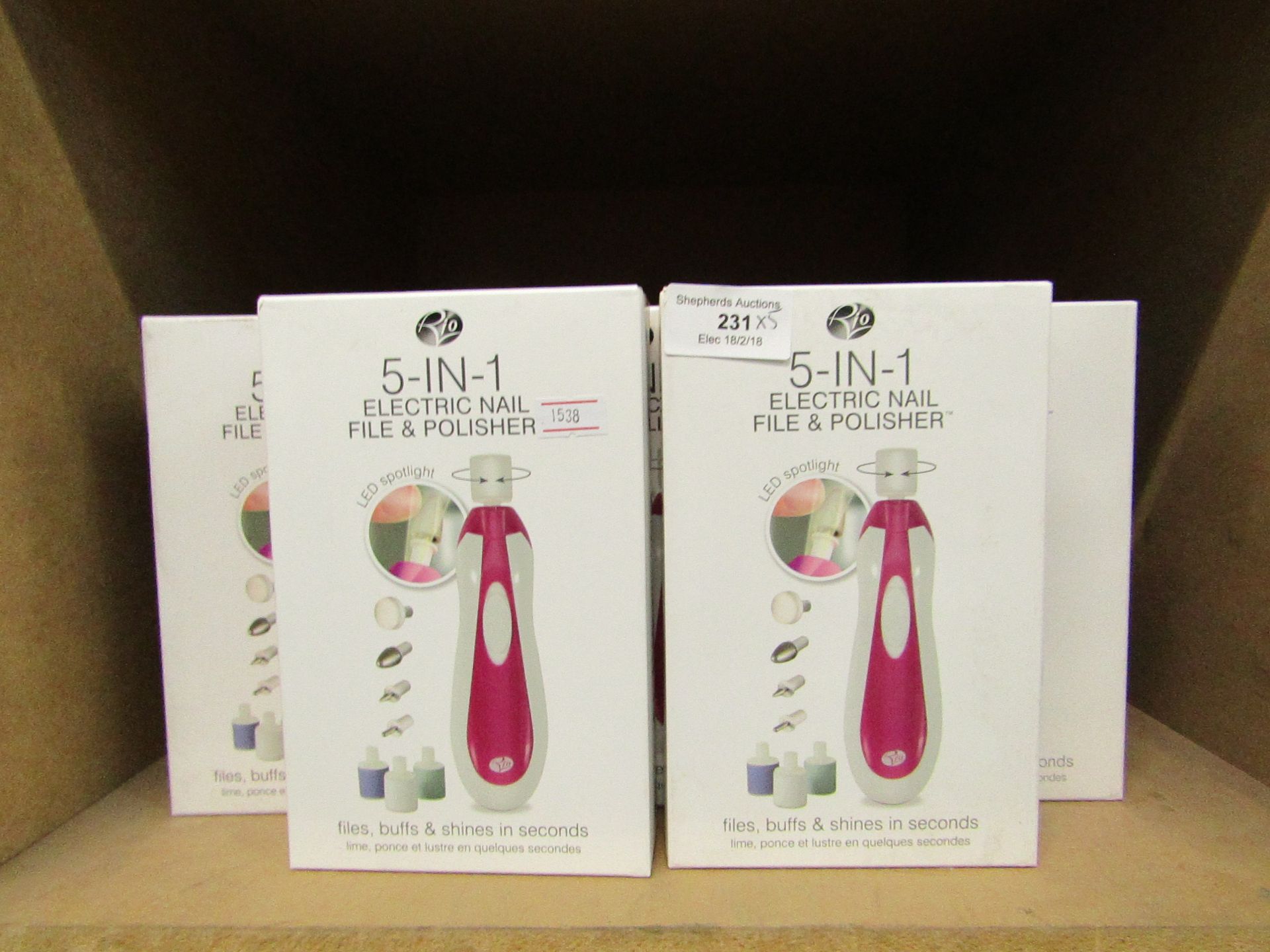 5x Rio 5-in-1 electric nail file & polisher. All new & boxed.