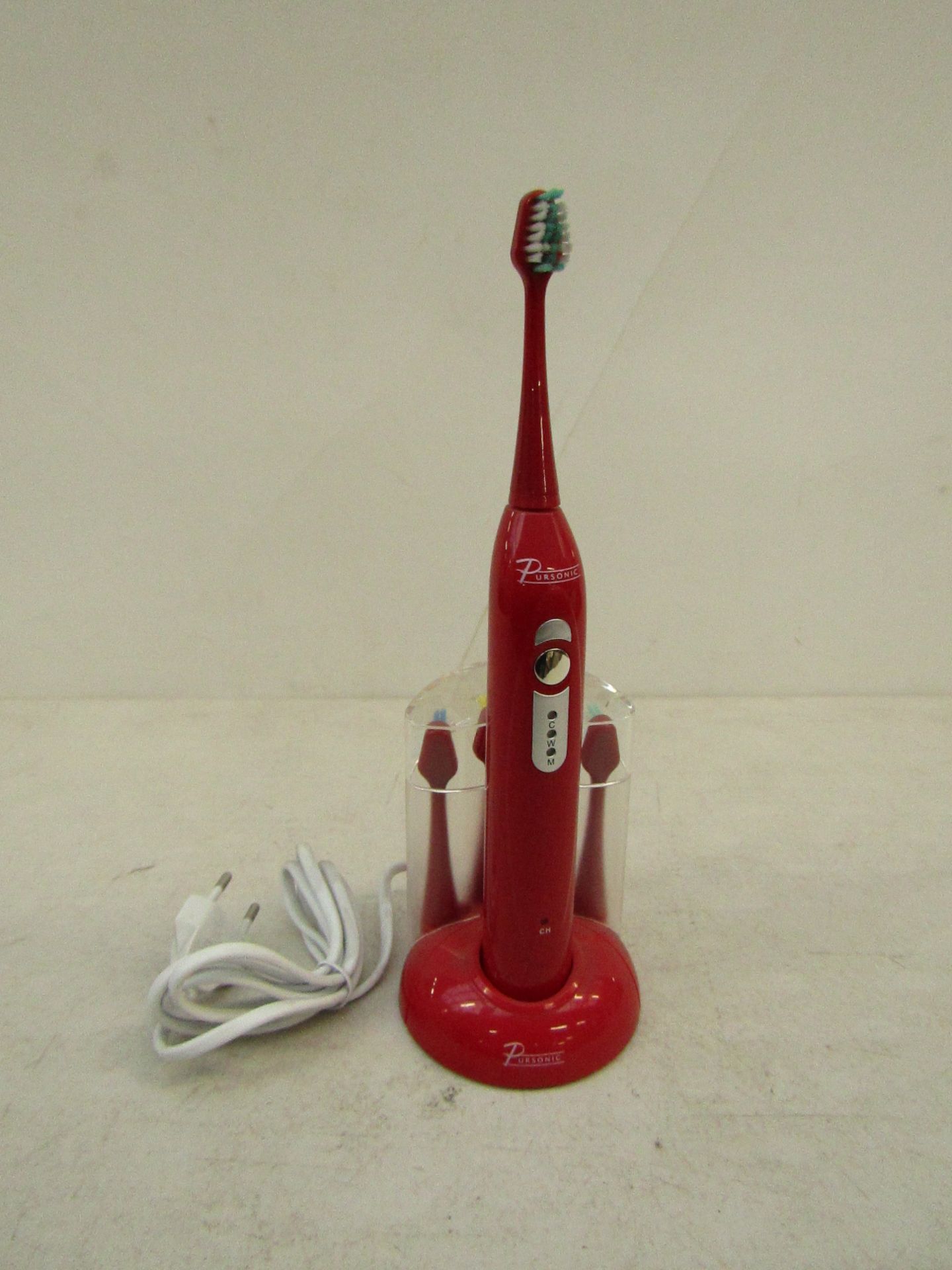 Pursonic Pro Series rechargeable sonic red coloured toothbrush including 3 years worth of brush