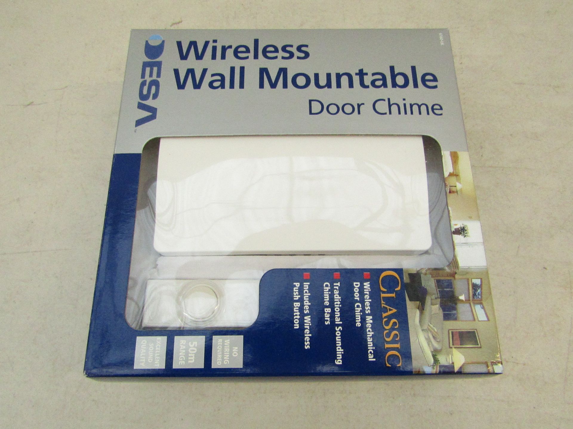 Desa wireless wall mounted door chime, new and packaged.