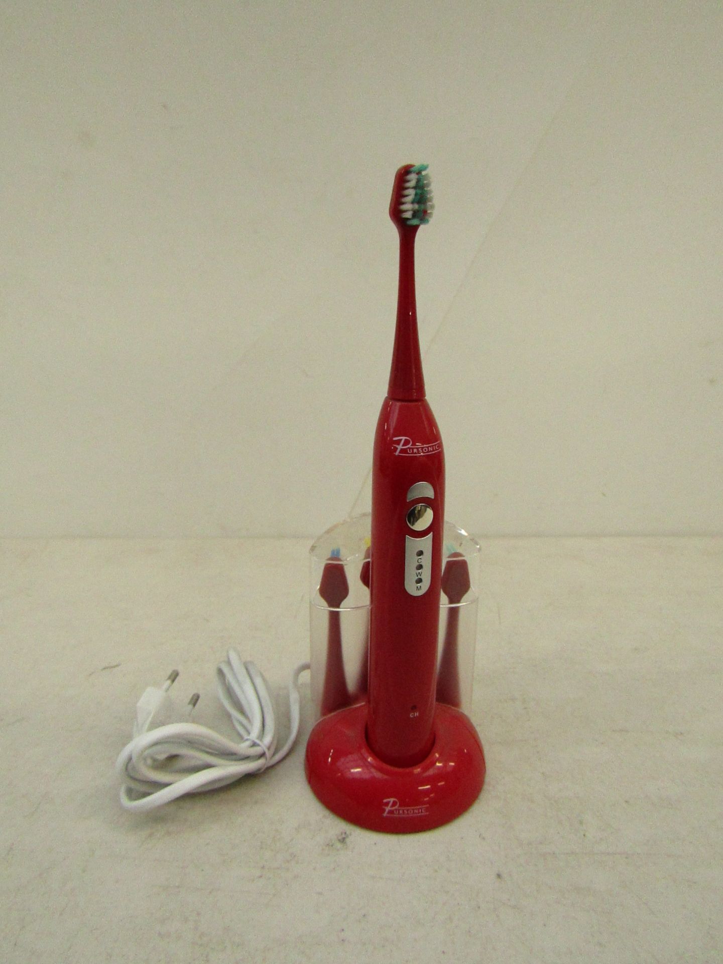 Pursonic Pro Series rechargeable sonic red coloured toothbrush including 3 years worth of brush